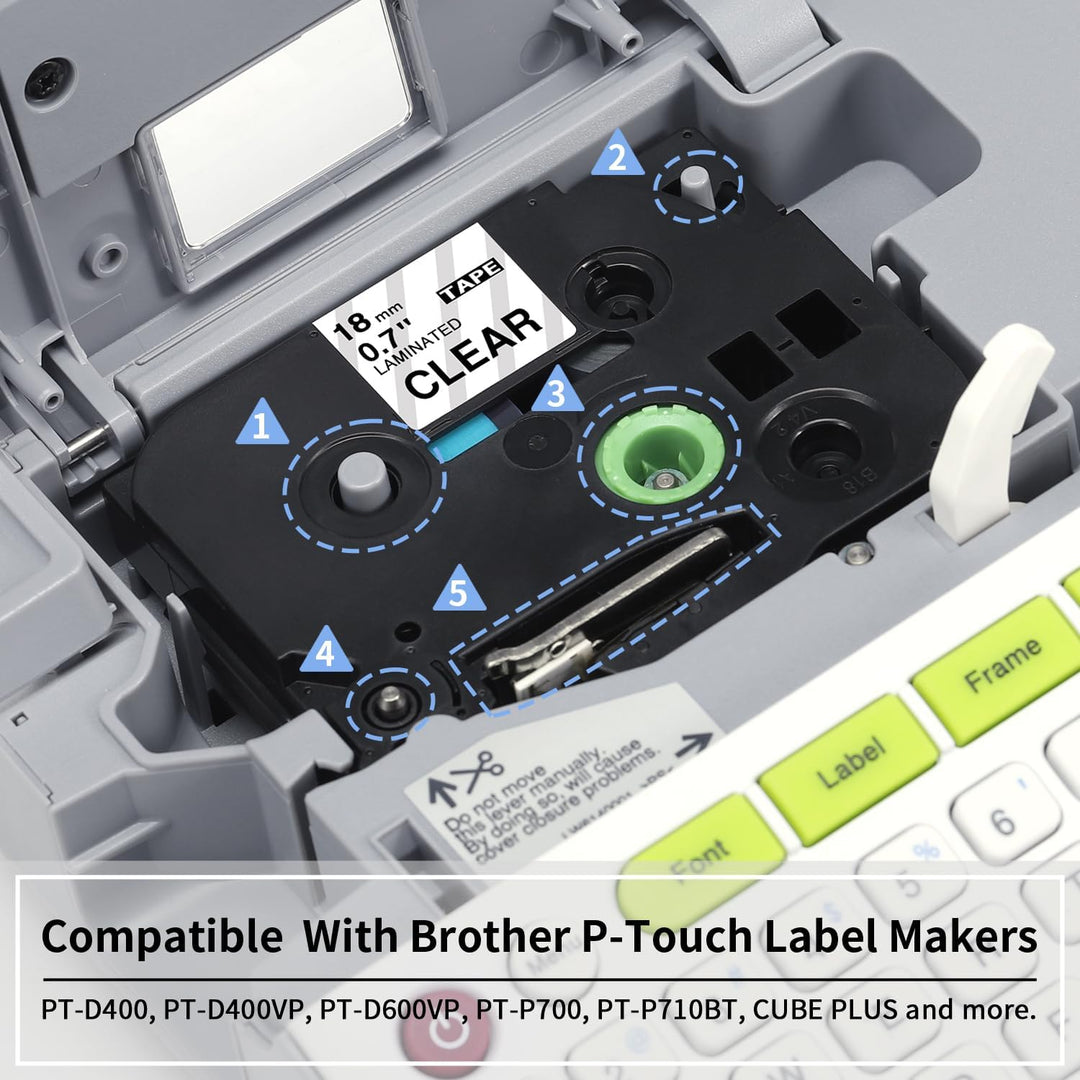 4x kompatibel für Brother P-touch Transparent Bänder 18mm TZe-141 PTouch Schriftband 18mm Clear TZe1