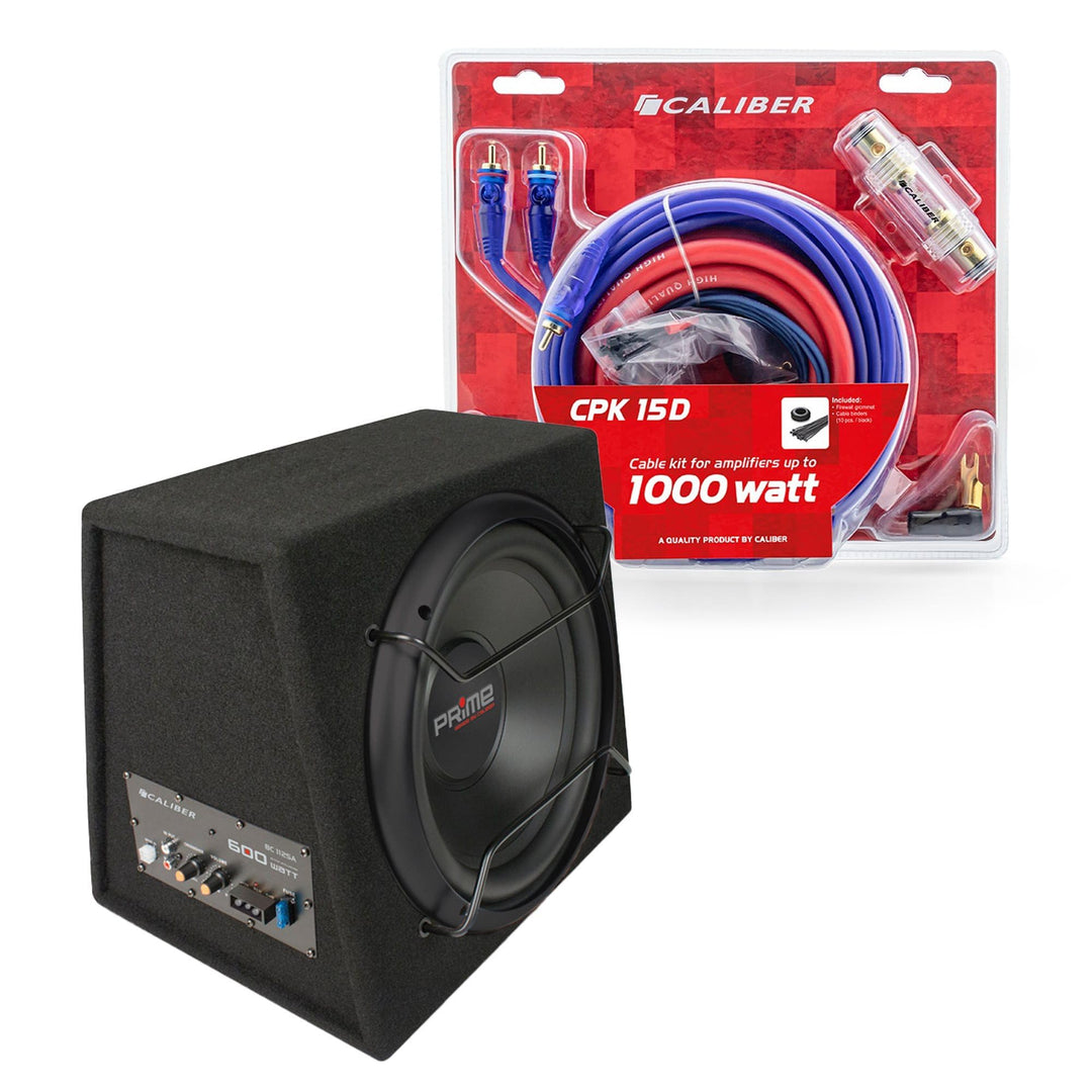 Caliber Autolautsprecher - mit Kabeln - Subwoofer - Einbauverstärker - RCA -Eingang - Plug -and -Pla