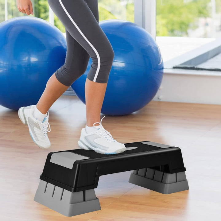 GYMAX Aerobic Stepper höhenverstellbar, Steppbrett mit 3 Stufen 12/17/22cm, Step Bench mit rutschfes