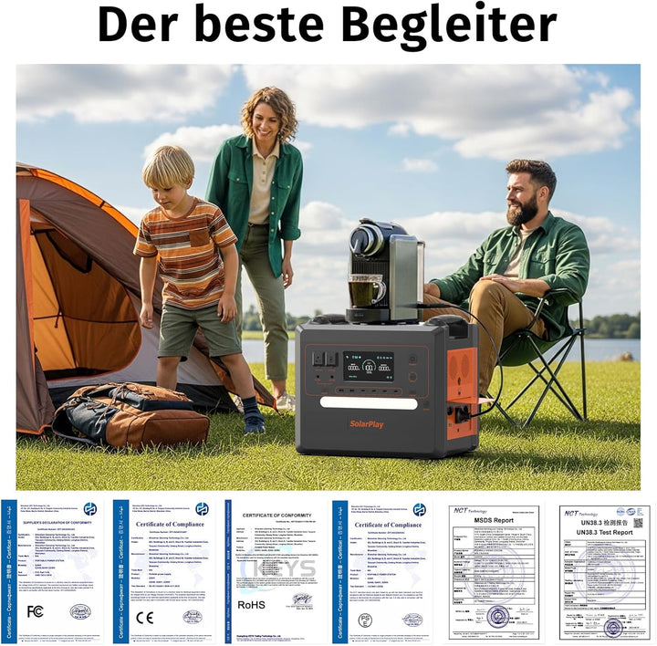 SolarPlay Tragbare Powerstation mit 200W Solarpanel, 2500W Tragbare Powerstation mit 2304Wh LiFePO4,