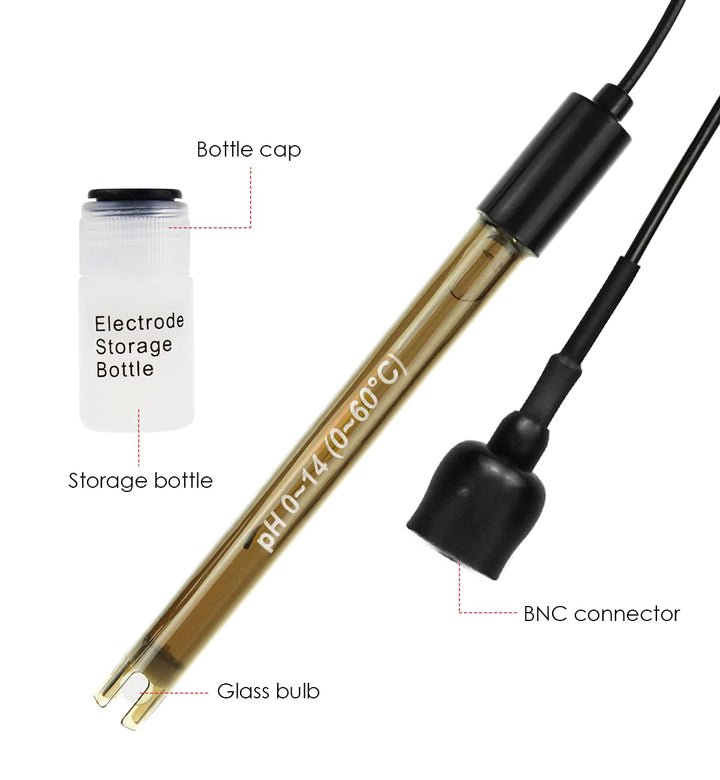 High Accuracy Combination pH Electrode for Continuous pH Monitoring, 0-14 pH Probe with 200 cm Long