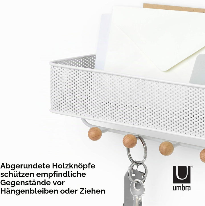 Umbra Estique Schlüsselbrett mit Briefablage, Multifunktionaler Wand Organizer für den Eingangsberei