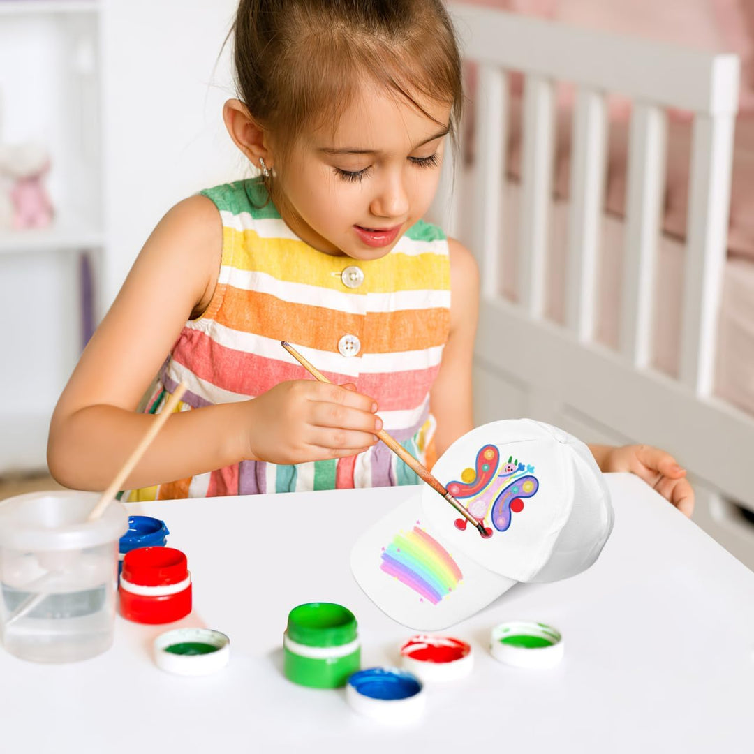 SHINEOFI 10er Set Kinder Kappen zum Bemalen, Weisse Basecap Blanko Baumwolle, Grössenverstellbare Sn