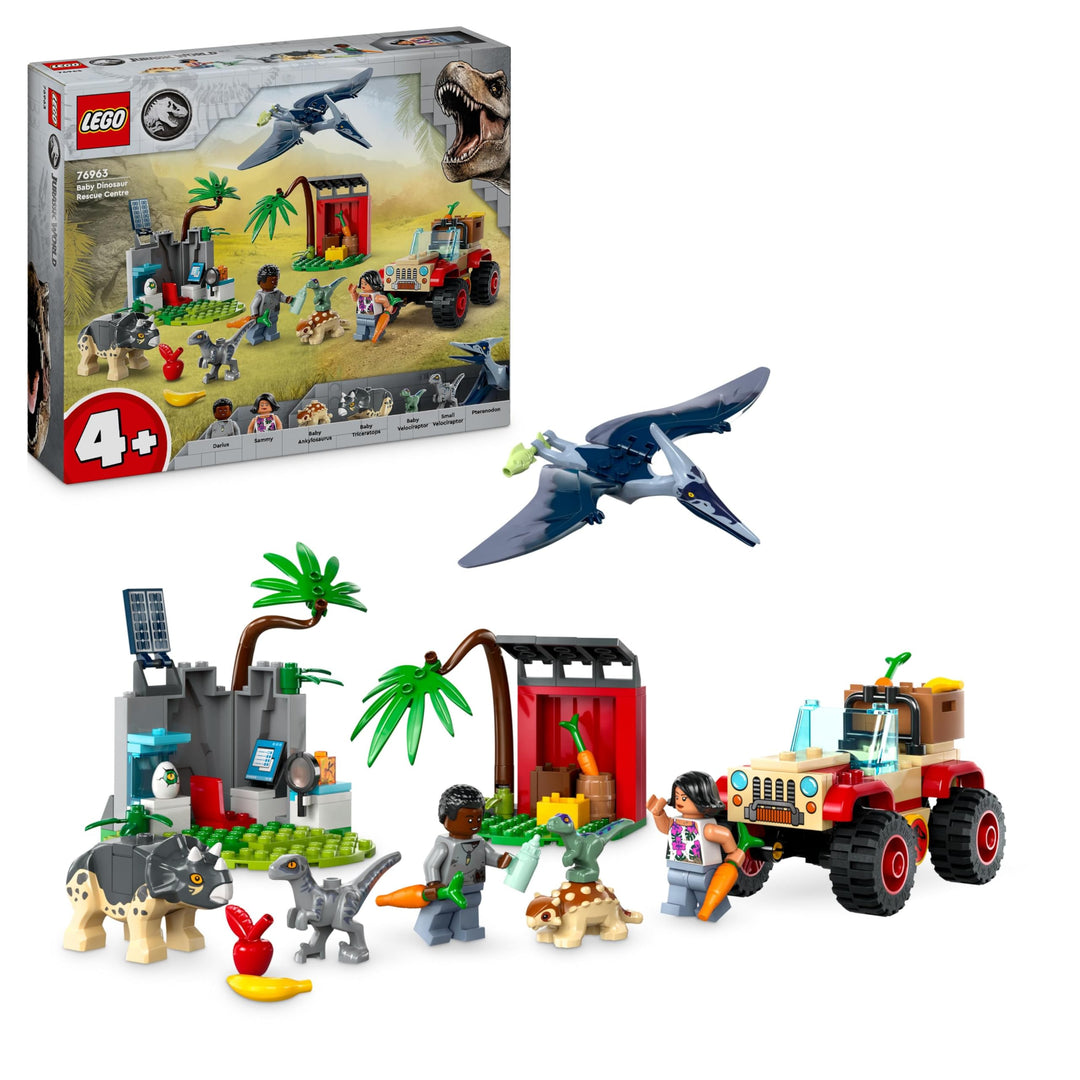 LEGO Jurassic World Rettungszentrum für Baby-Dinos, Set mit kleinen Dinosaurier-Figuren, darunter Tr