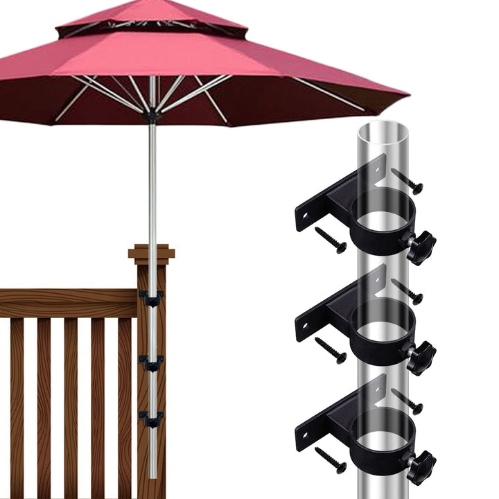 VANROUG Terrassen-Schirmhalter für den Aussenbereich, Klemmhalterung für Deckgeländer, Zäune, Balkon