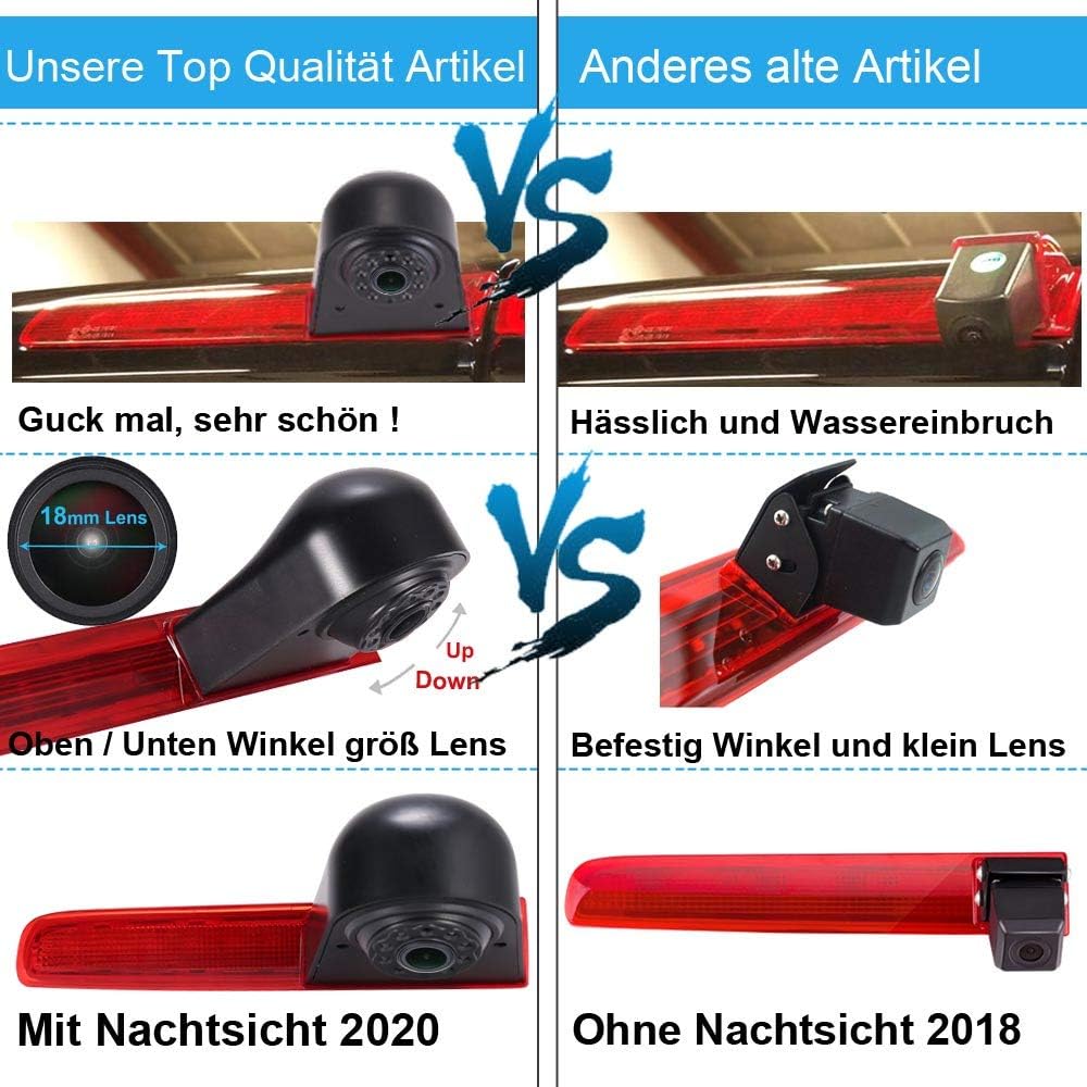 Bremsleuchte Kamera Wasserdicht Nachtsicht Rückfahrkamera Transporter Rückfahrsystem+4.3" Zoll LCD R