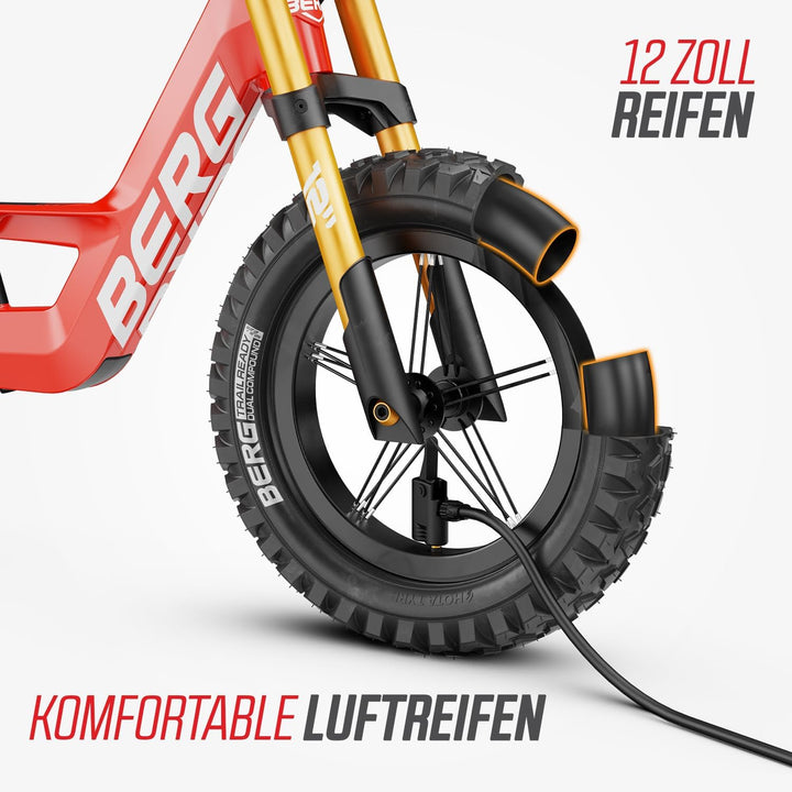 BERG Biky Cross Laufrad | ab 2 Jahren | 12 Zoll | Kinder Laufrad mit Handbremse | Luftreifen | Höhen