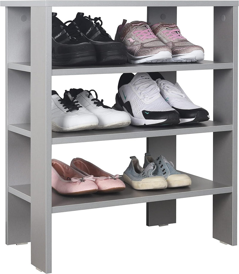 RICOO Schuhregal schmal und hoch 70x60x32cm Standregal Pressholz Grau WM039-PL, Schuhständer mit 3 E