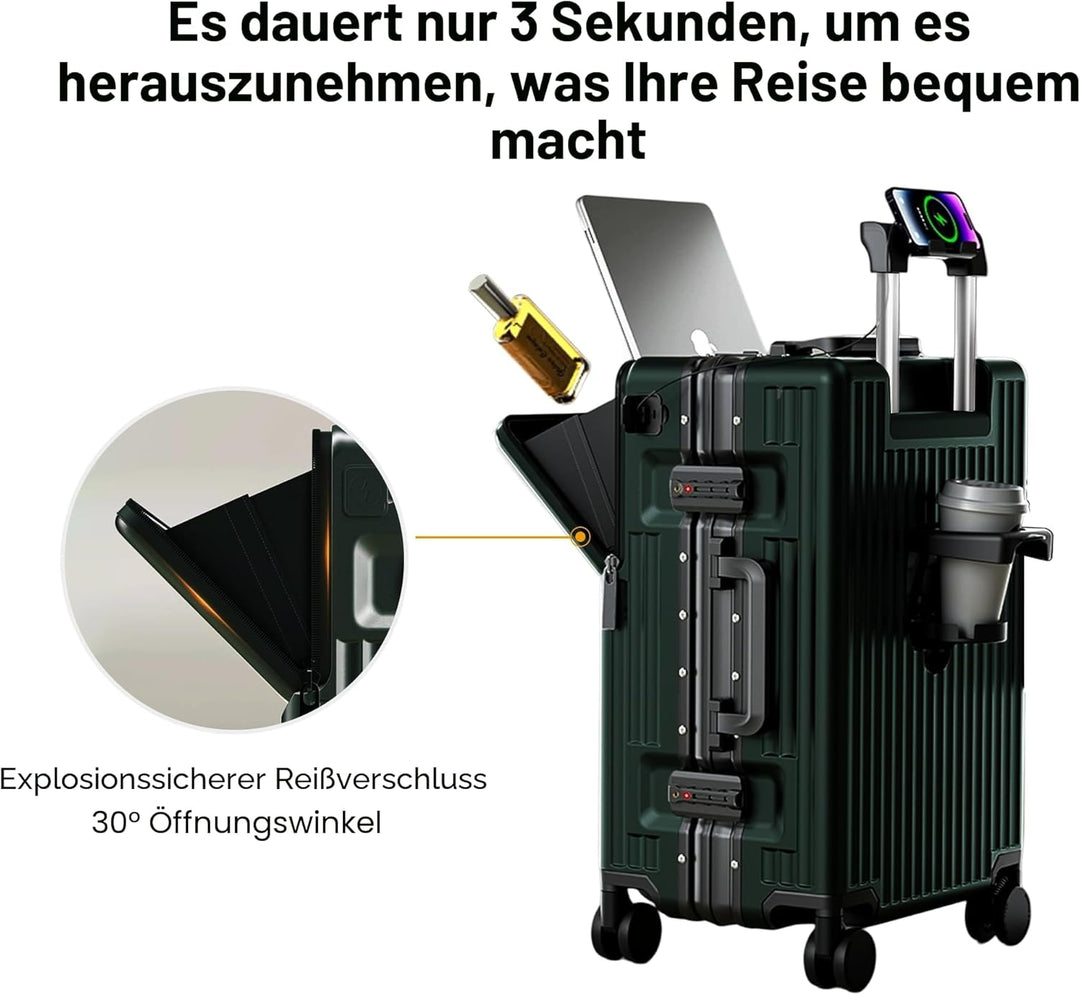 Handgepäckkoffer für Frühjahr/Sommer, fluglinienzugelassen, mit TSA-Schloss, 360°-Rollen, PC-Hartsch