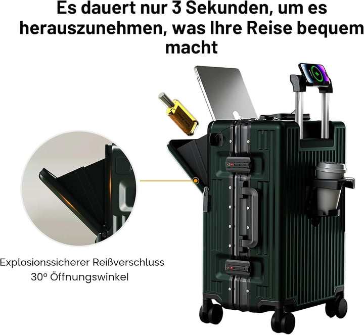 Handgepäckkoffer für Frühjahr/Sommer, fluglinienzugelassen, mit TSA-Schloss, 360°-Rollen, PC-Hartsch