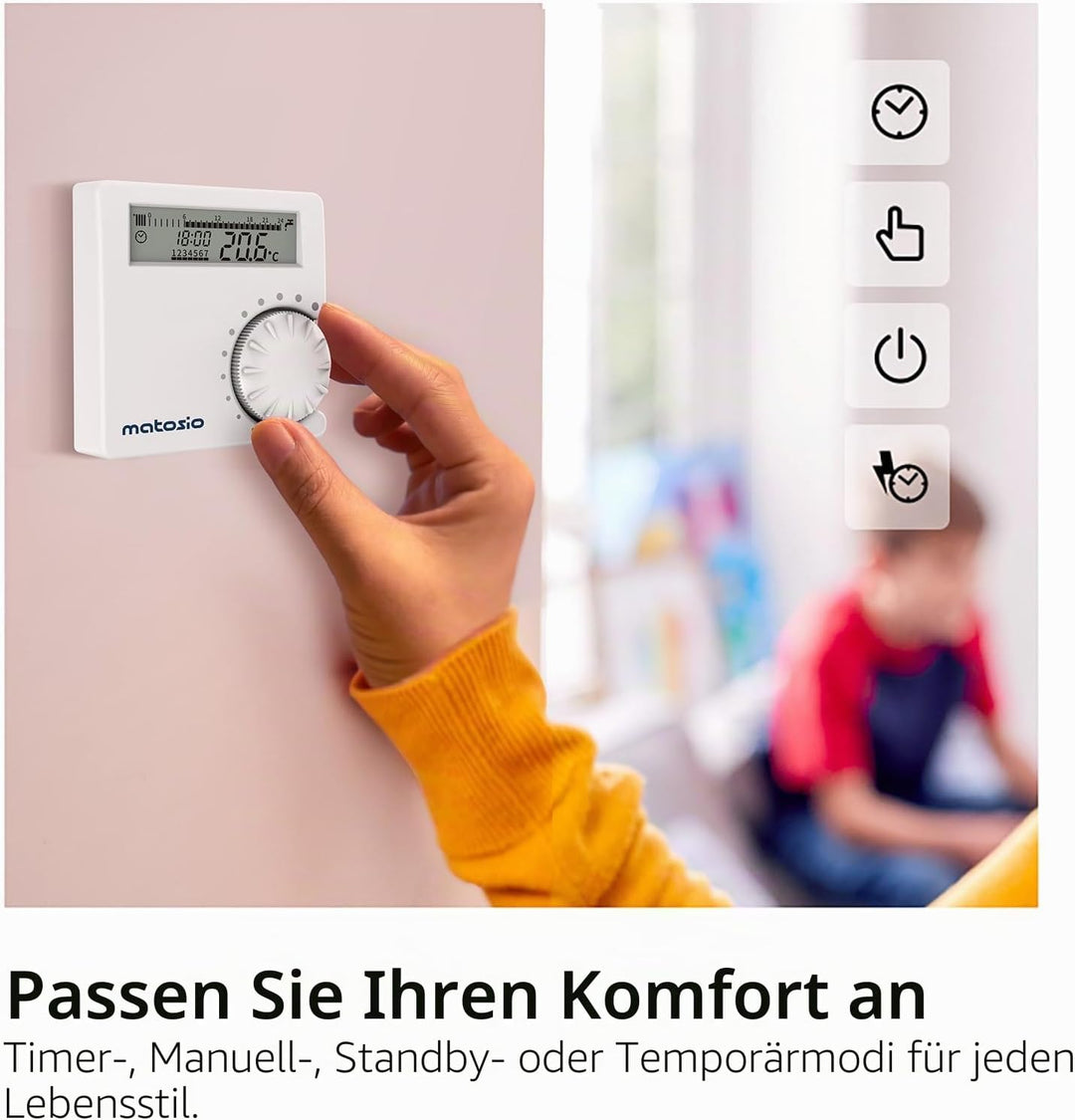 Funk-Thermostat Raumregler Set TH611 für Heizkessel, programmierbar, mit Empfänger, Kesselthermostat