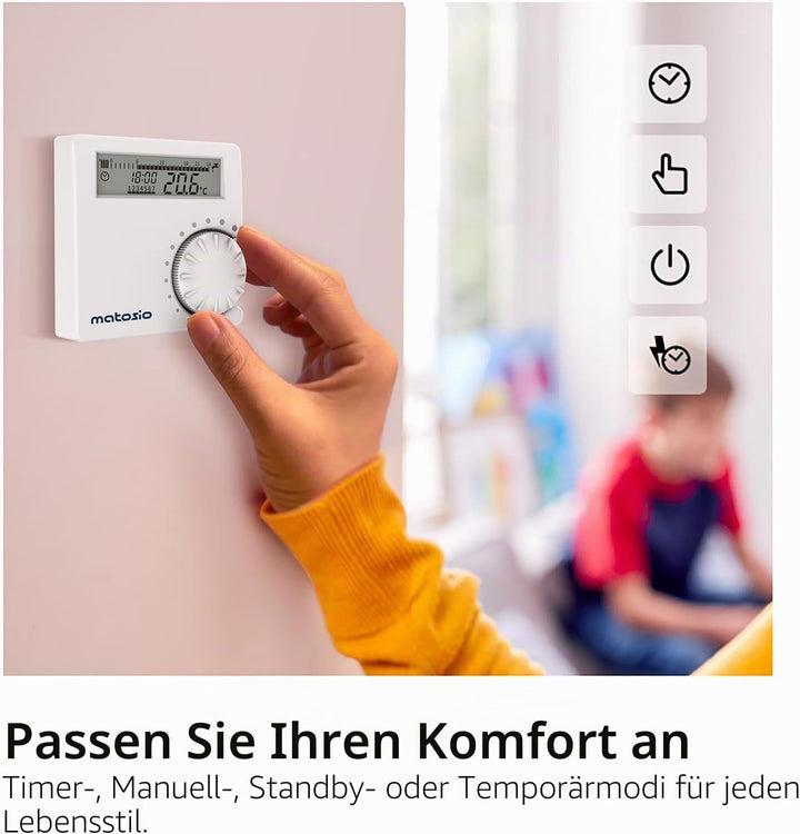 Funk-Thermostat Raumregler Set TH611 für Heizkessel, programmierbar, mit Empfänger, Kesselthermostat
