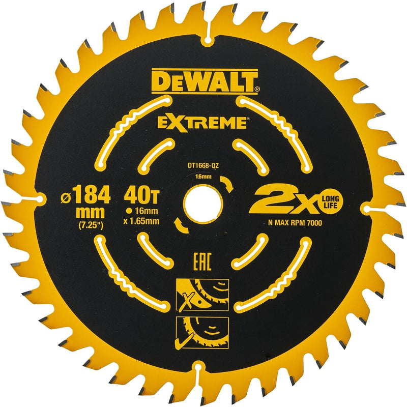 DeWalt DT1668 Kreissaegeblatt Akku 184/16mm 40WZ, 1 Stück One size, One size