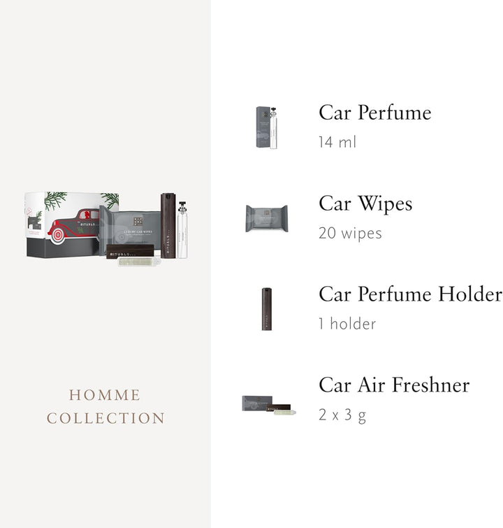 RITUALS The Ritual of Homme Autoparfum Geschenkset – Enthält ein Autoparfum, eine Packung Autotücher