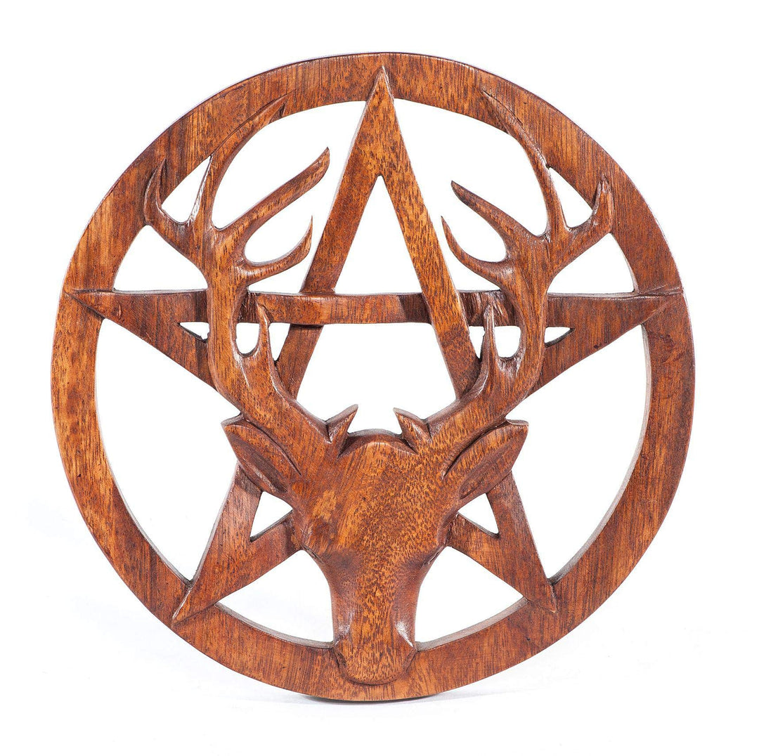 Windalf Keltische Wanddekoration CERNUNNOS Ø 25 cm Hirsch Pentagramm Wandfigur Celtic Wandkunst Schu