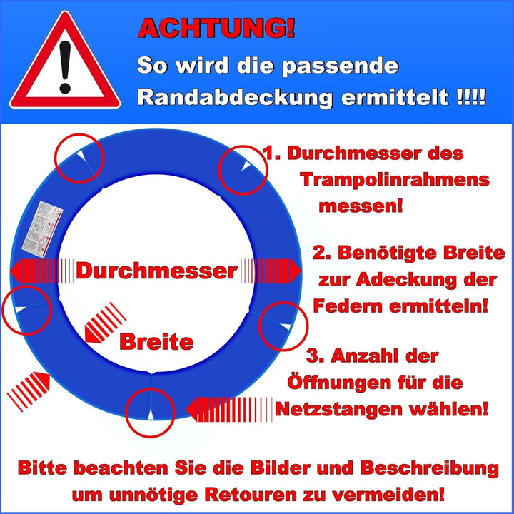 Baunsal® Trampolin Randabdeckung Ø 183 244 250 275 300 305 335 366 370 396 400 427 430 457 460 487 4