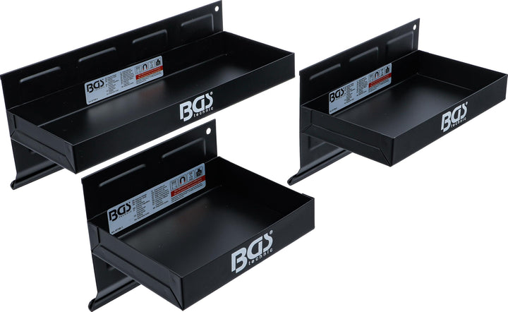 BGS 67150 | Magnet-Ablagen-Satz | 3-tlg. | 150 / 210 / 310 mm | Magnetschalen | Magnetische Ablage |