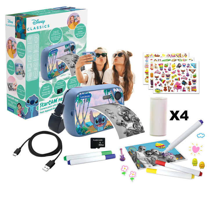 Lexibook, Disney Stitch, StarCAM Print, Kamerapaket mit Sofortdrucker, Foto- und Videofunktion, 32 G