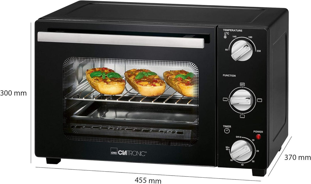 Clatronic Minibackofen MBG 3726 Backofen klein mit Ober- und Unterhitze, Mini Ofen elektrisch, perfe