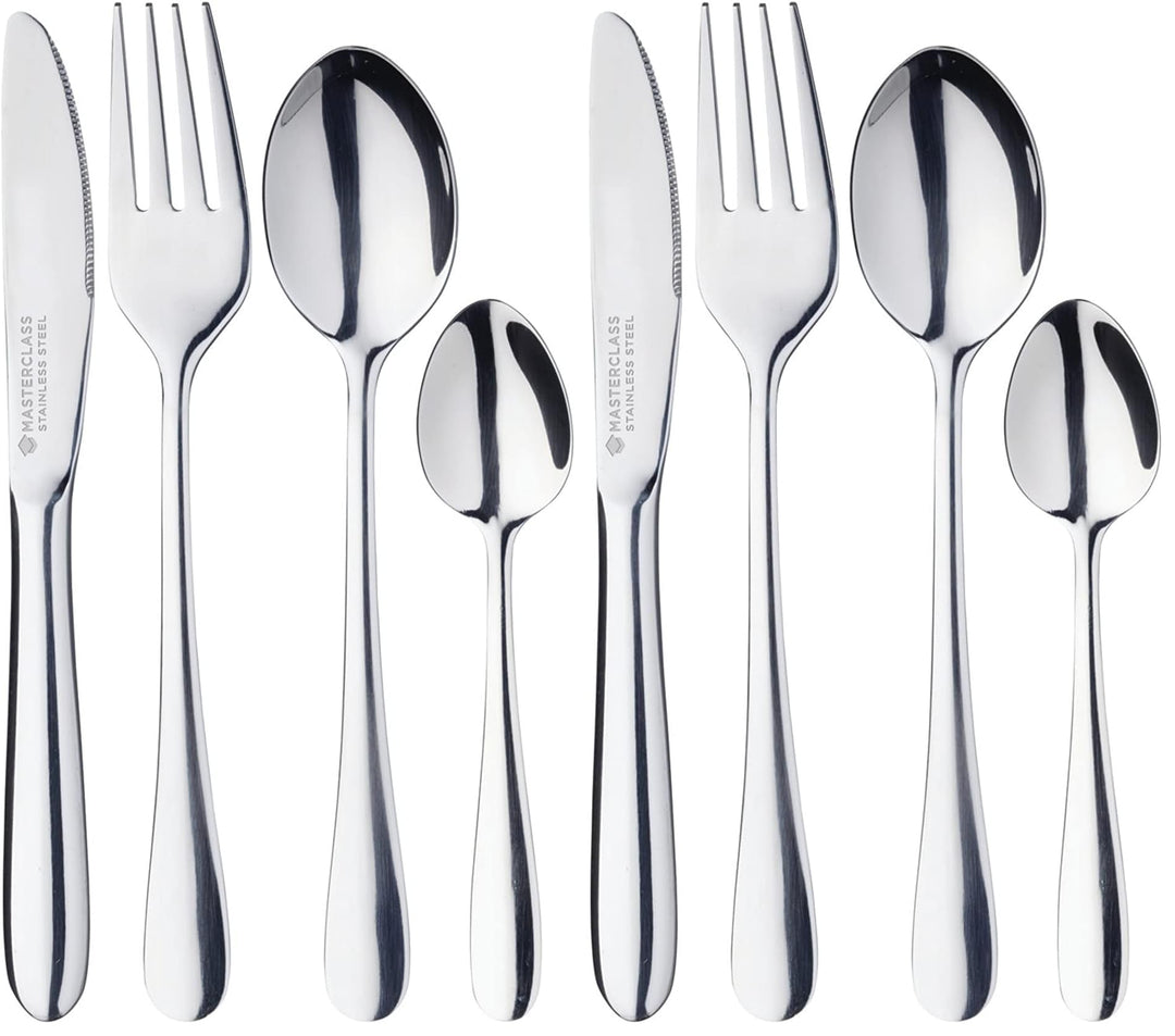 MasterClass Kinderbesteck-Set, Edelstahl, 4-teilig, Silber (Packung mit 2) 28 x 18 x 18 cm (Packung