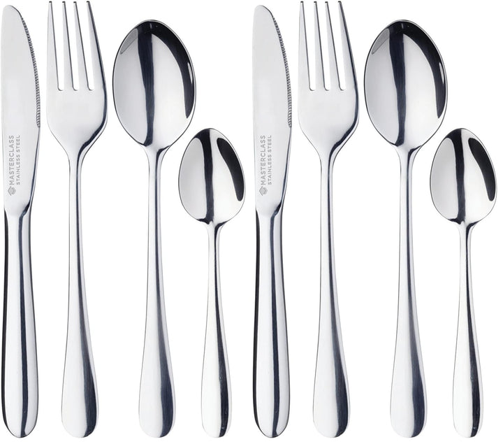 MasterClass Kinderbesteck-Set, Edelstahl, 4-teilig, Silber (Packung mit 2) 28 x 18 x 18 cm (Packung