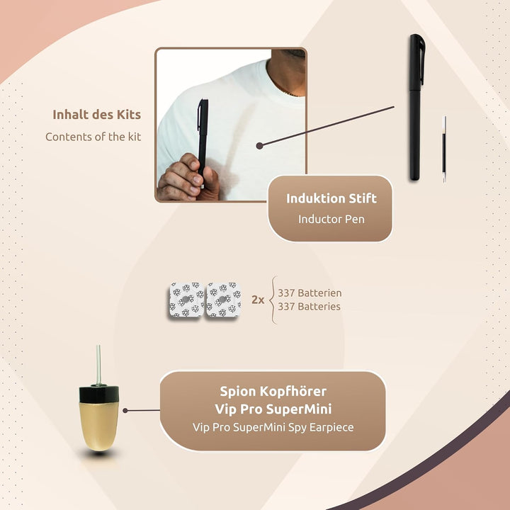 PingaOculto SpionageKopfhörer Mini (VIP Pro Supermini Bluetooth Stift) Bluetooth Stift Vip Pro Super