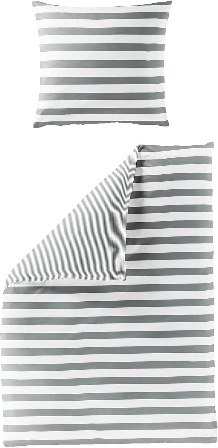 Bierbaum Bettwäsche 3121, Mako-Satin, Made in Germany (155 x 220 cm, Silber) 155 x 220 cm Silber, 15
