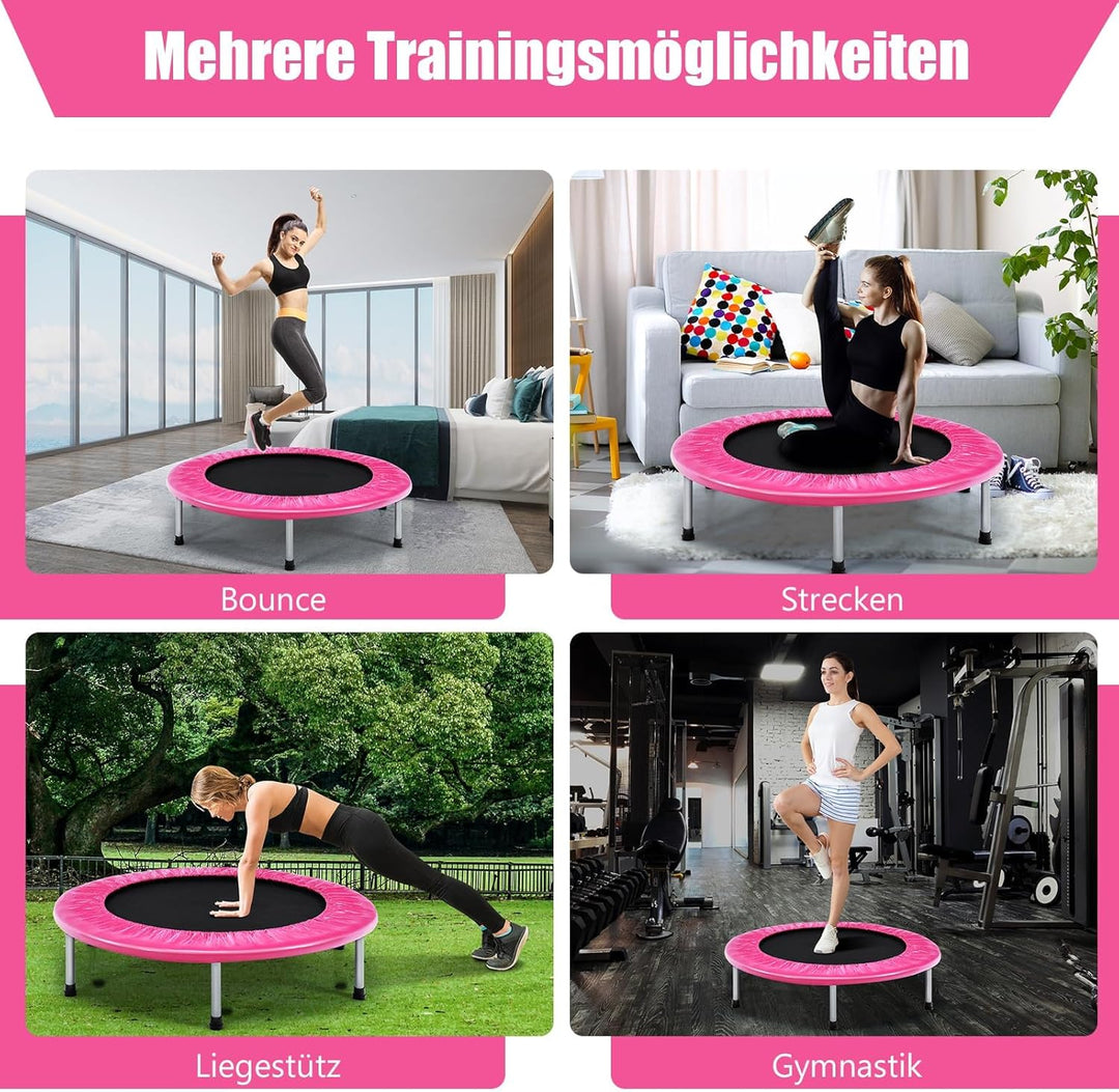 GOPLUS Trampolin Indoor, Ø97cm Fitnesstrampolin bis 150 kg belastbar, Kindertrampolin klappbar mit r
