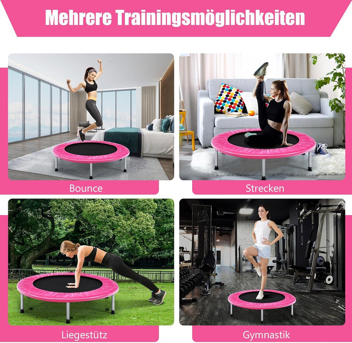 GOPLUS Trampolin Indoor, Ø97cm Fitnesstrampolin bis 150 kg belastbar, Kindertrampolin klappbar mit r