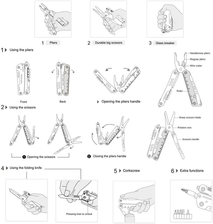 KH-Security 350136 security Unisex – Erwachsene Roxon Storm Multifunktionstool 16 teilig Multitool,