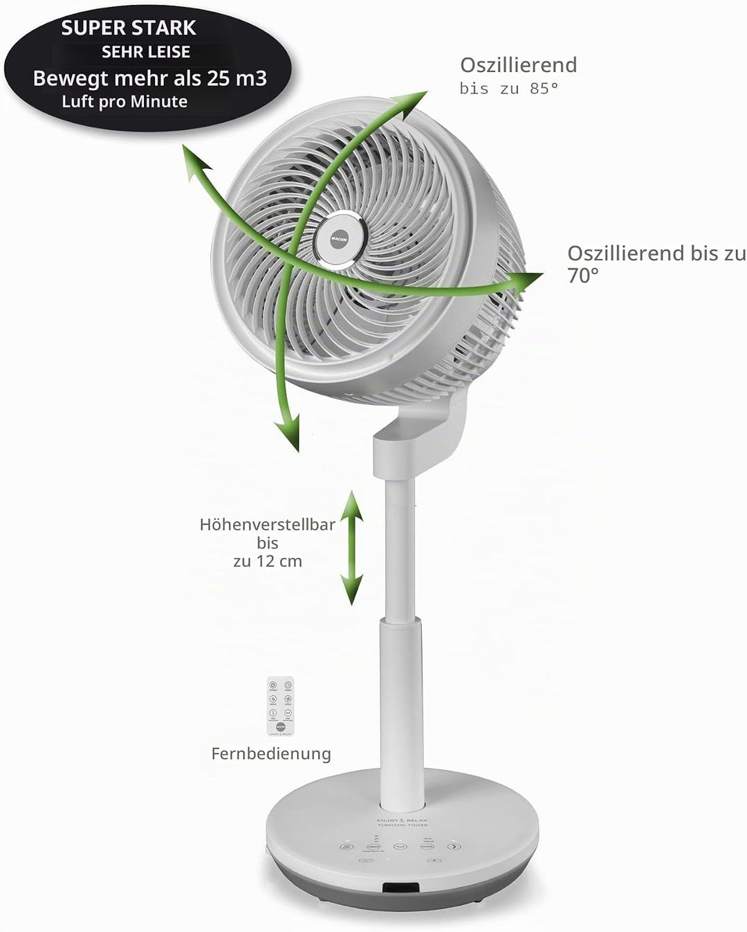 Macom Enjoy &amp; Relax 992 Tornado Tower, Standventilator, Weiss