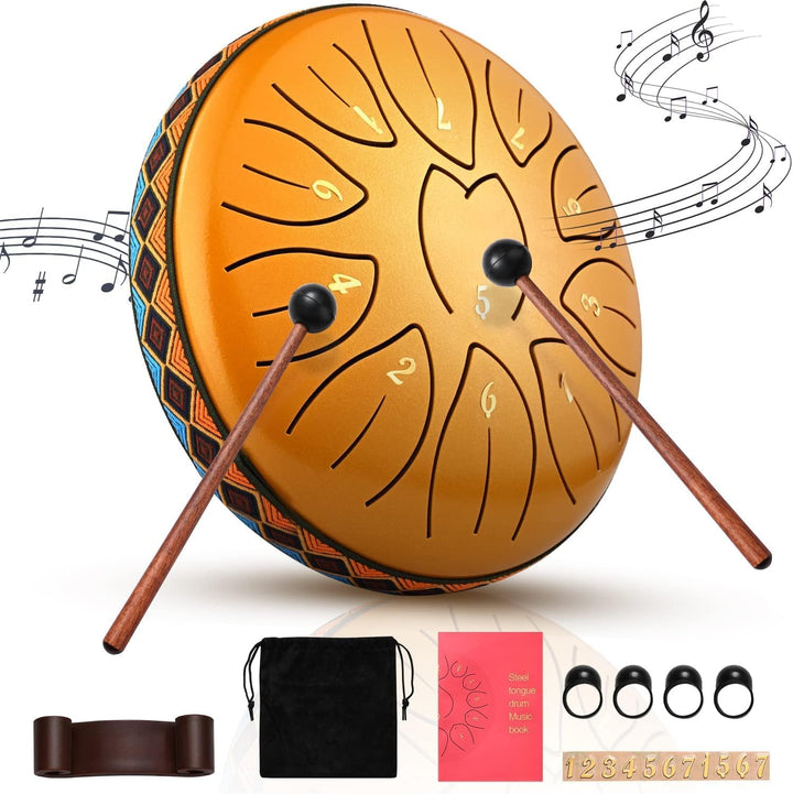 Steel Tongue Drum, PaNt 6 Zoll 11 Noten Zungentrommel Scheibentrommel Pan Töne Schlaginstrument Hand