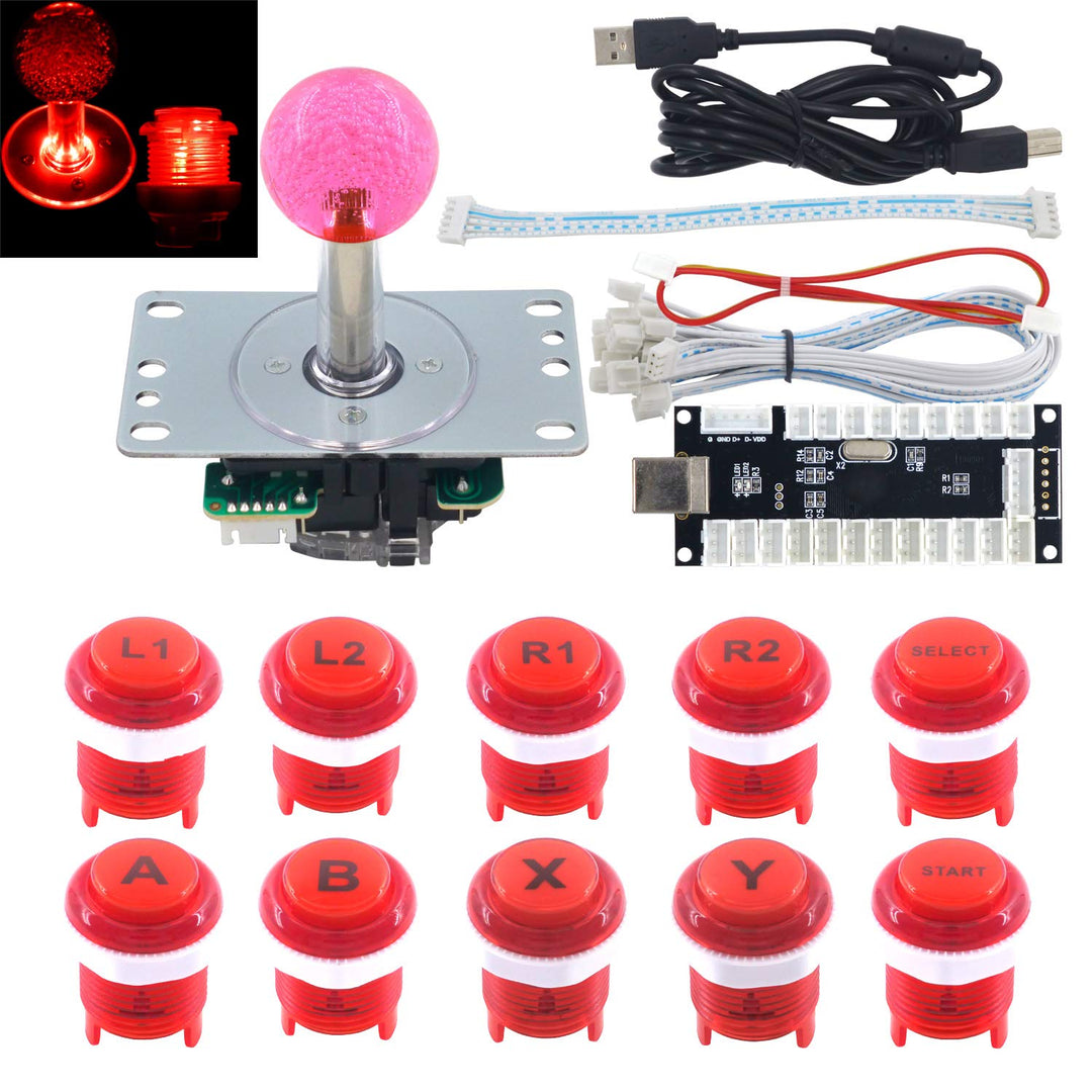 SJ@JX Arcade Game LED DIY Kit Mechanische Tastatur Schalter Arcade LED Knopf LED Joystick Controller