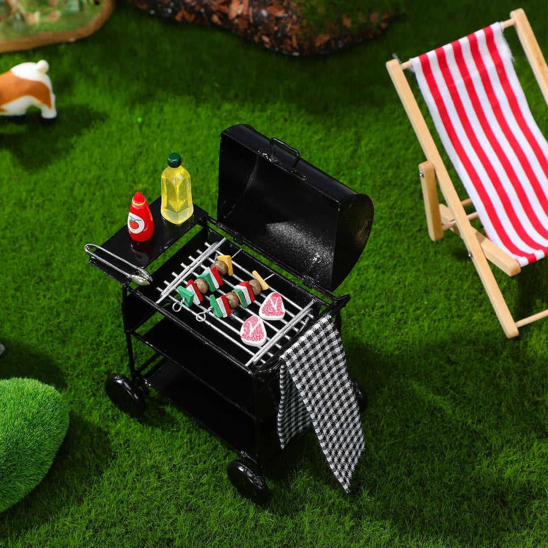 DECHOUS Miniatur Grill 1:12 FüR Puppenhaus KüChe: Mini Grill Spielzeug, Realistisches Miniaturgrills
