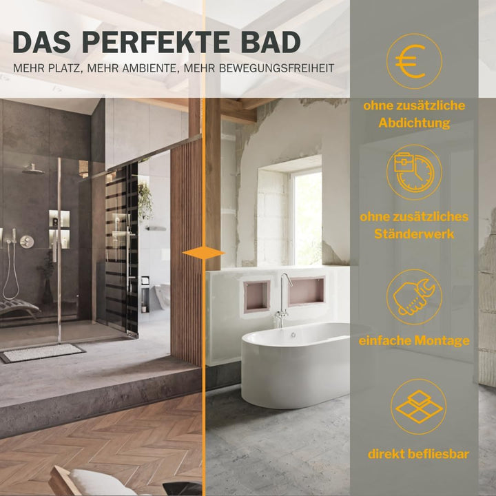 Slotfix® befliesbare montagefertige Wandnische 60x14x12cm für Toilettenpapier Toilettenbürste Klobür