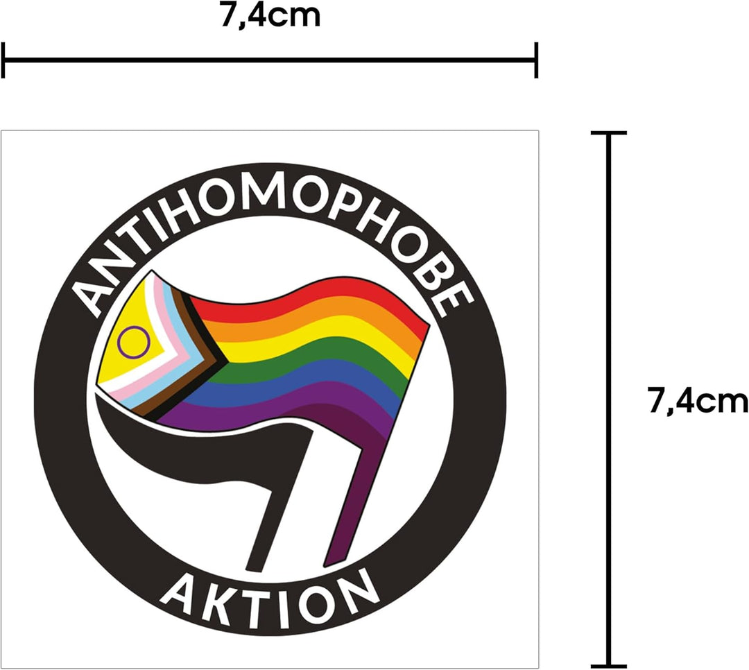 Antihomophobe (inter* pride) Aktion Sticker Paket (30, 50,100, 300 oder 500 Stück) 7,4cm x 7,4cm (50