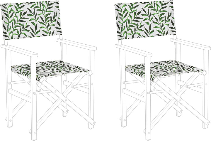Moderne Stoffbezüge Blattmuster weiss / grün 2er Set für Gartenstühle Cine