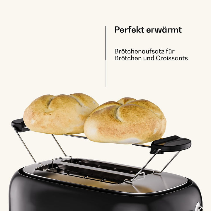Klarstein Victoria Toaster – Retro-Toaster für 2 Scheiben 800 W, 7 Bräunungsstufen, Auftauen und Auf
