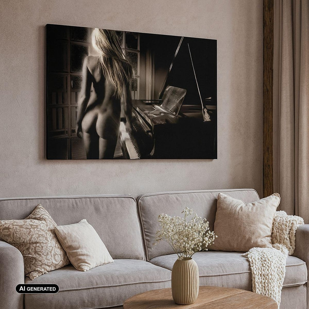 ARTTOR Bilder auf Leinwand 100x70cm Leinwandbild Frau Nackt Geheimnis Gross Wanddeko Bild Schlafzimm