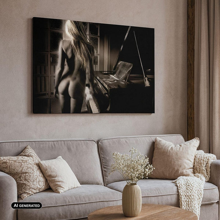 ARTTOR Bilder auf Leinwand 100x70cm Leinwandbild Frau Nackt Geheimnis Gross Wanddeko Bild Schlafzimm