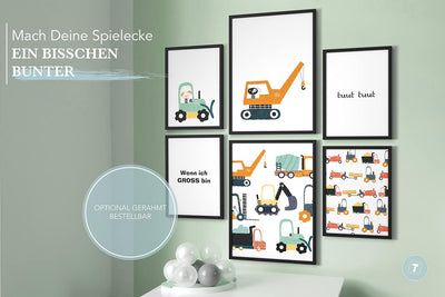 Papierschmiede® Bilder Kinderzimmer Kids Mood Poster Set Baumeister, Kinderzimmer Bilder Babyzimmer