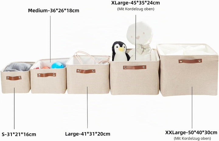 Mangata Faltbare Aufbewahrungskörbe mit Ledergriff,[4 Pack] Verdicktes Leinen Stoff Aufbewahrungsbox