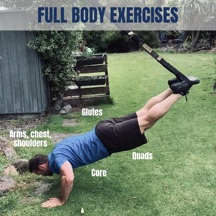 Suspension Trainer, Bodyweight Training Straps for Full Body Workouts at Home, Includes Door Anker,