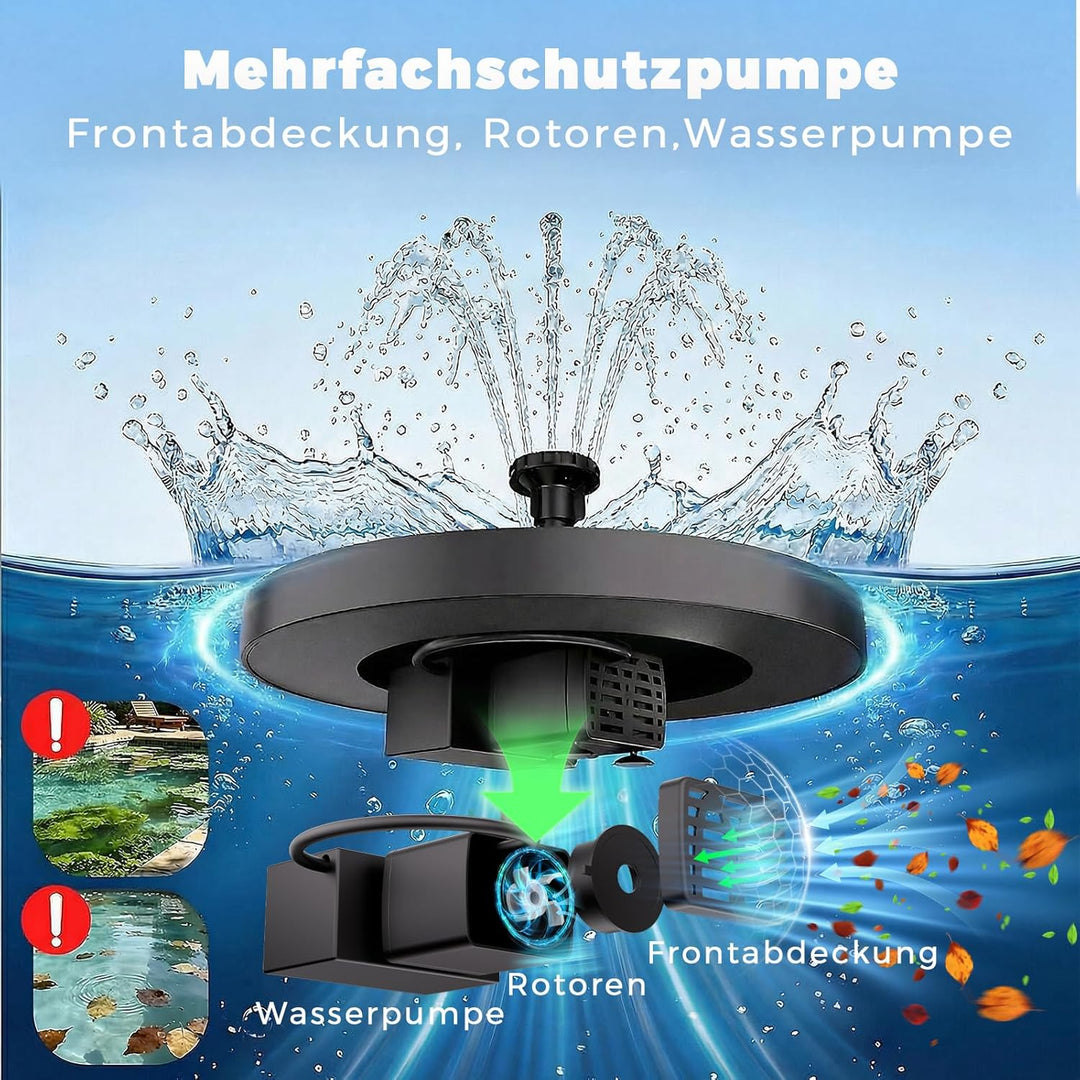 AISITIN Solar Springbrunnen Upgrade, 2,5W 160mm Solarbrunnen Solar Teichpumpe Outdoor Wasserpumpe So
