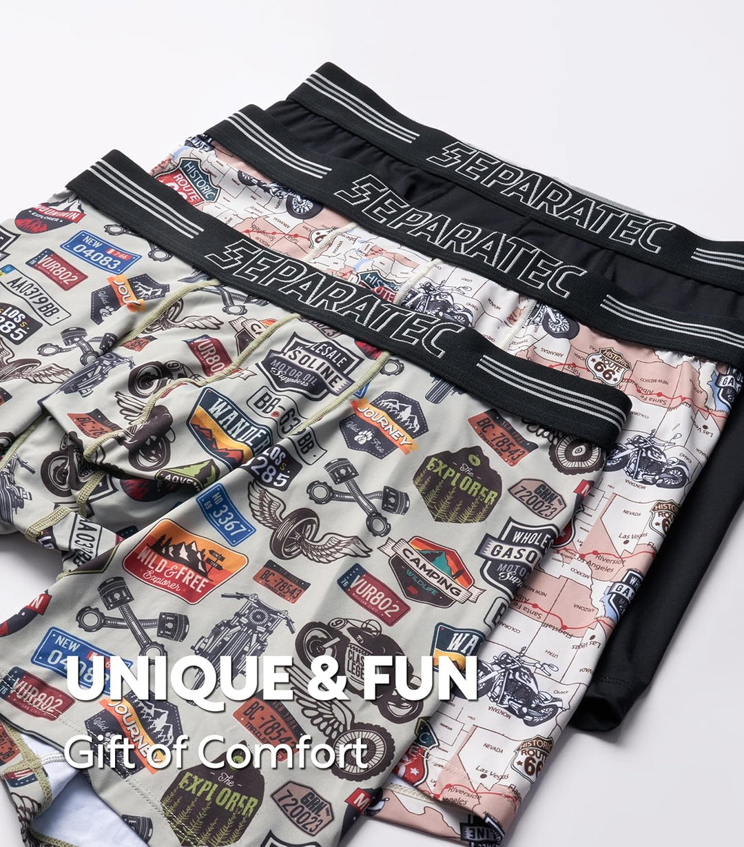 Separatec Boxershorts Herren 3er-Pack Sport Schnell trocknend Doppelbeutel Dual Pouch Unterhosen Män