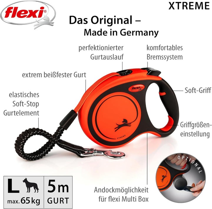 flexi Rollleine Xtreme - Tape Leash schwarz orange, L (1er Pack), XT30T5.251.S OR schwarz orange L,