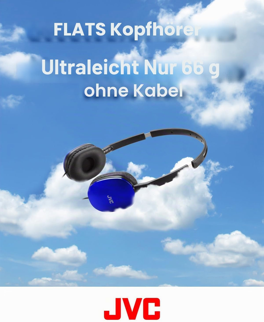 JVC HA-S160M-A - Flats Faltbarer und kompakter Kopfhörer in Glossy Trendfarbe, mit Schalter für Mikr