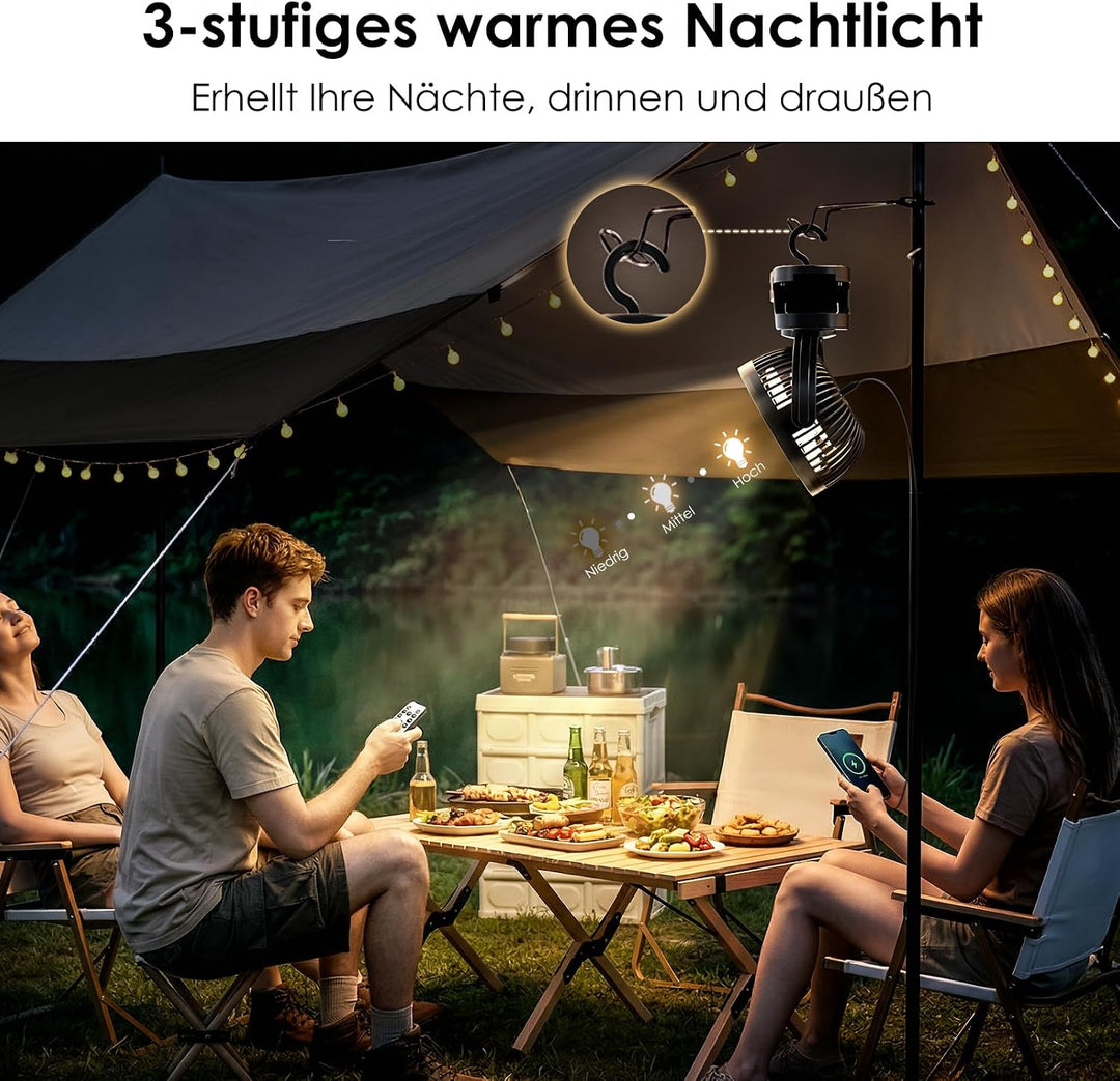Minthouz Clip Ventilator, 8000mAh USB Tischventilator 4 Windstufen, 6 Zoll | Max 38h Laufzeit, Beleu