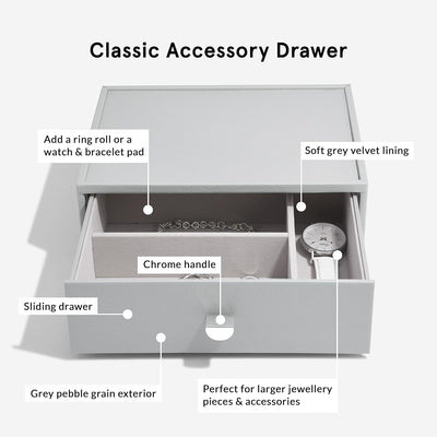 Stackers Pebble Grey Classic Jewellery Box - Set of 3 (with Drawers), Pebble Grey