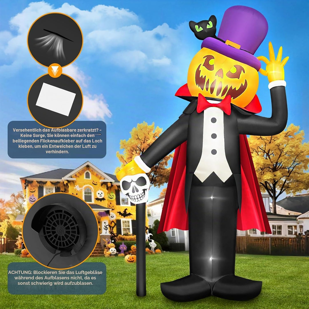Kalolary 14FT Halloween Inflatables Aufblasbar Deko Kürbis Vampir Dekoration, mit eingebauten LEDs A
